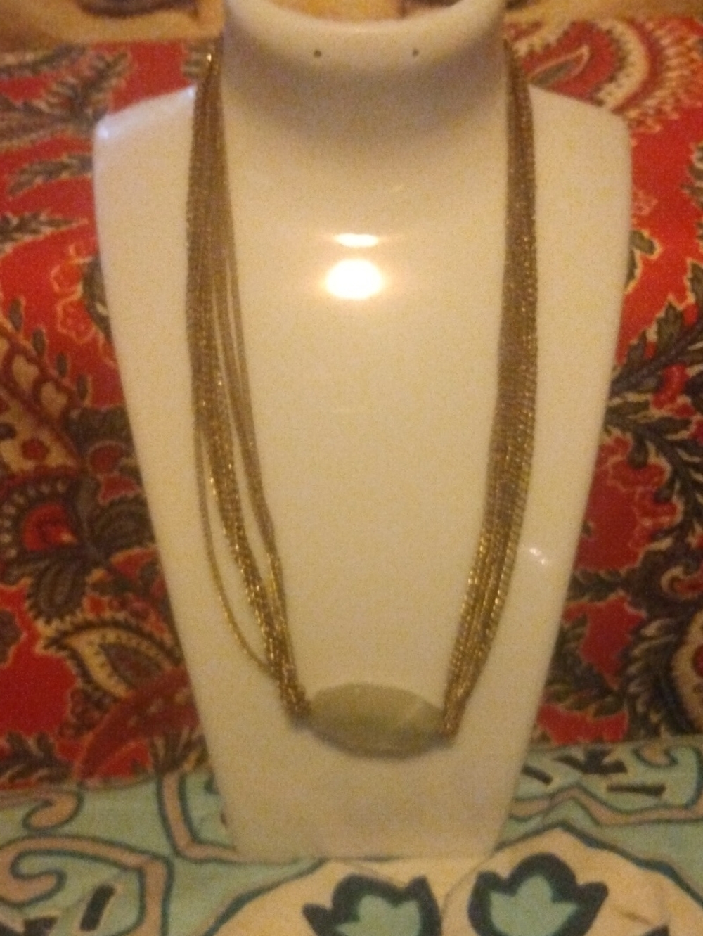 Layered Chain Necklace in Gold & Green Like New